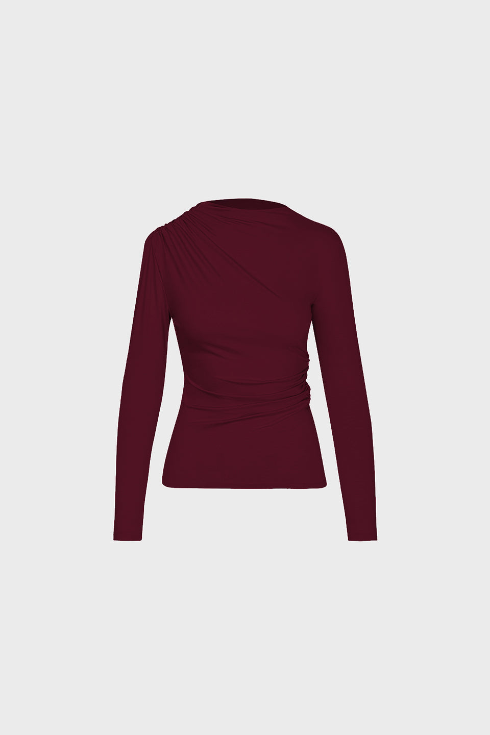 Miss Sculptural Burgundy Long-Sleeved Top