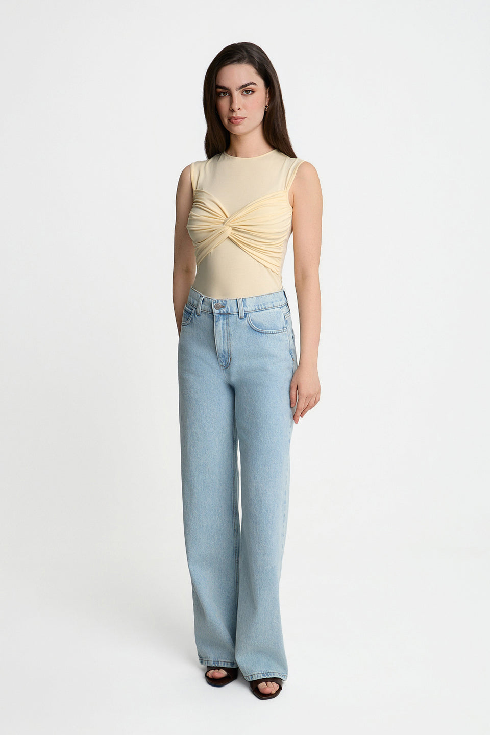 Top Miss Draped Butter Yellow