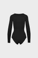 Miss Invisible Long-Sleeved V-neck Bodysuit – Black