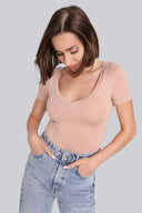 Miss Invisible V-neck T-shirt in Cappuccino