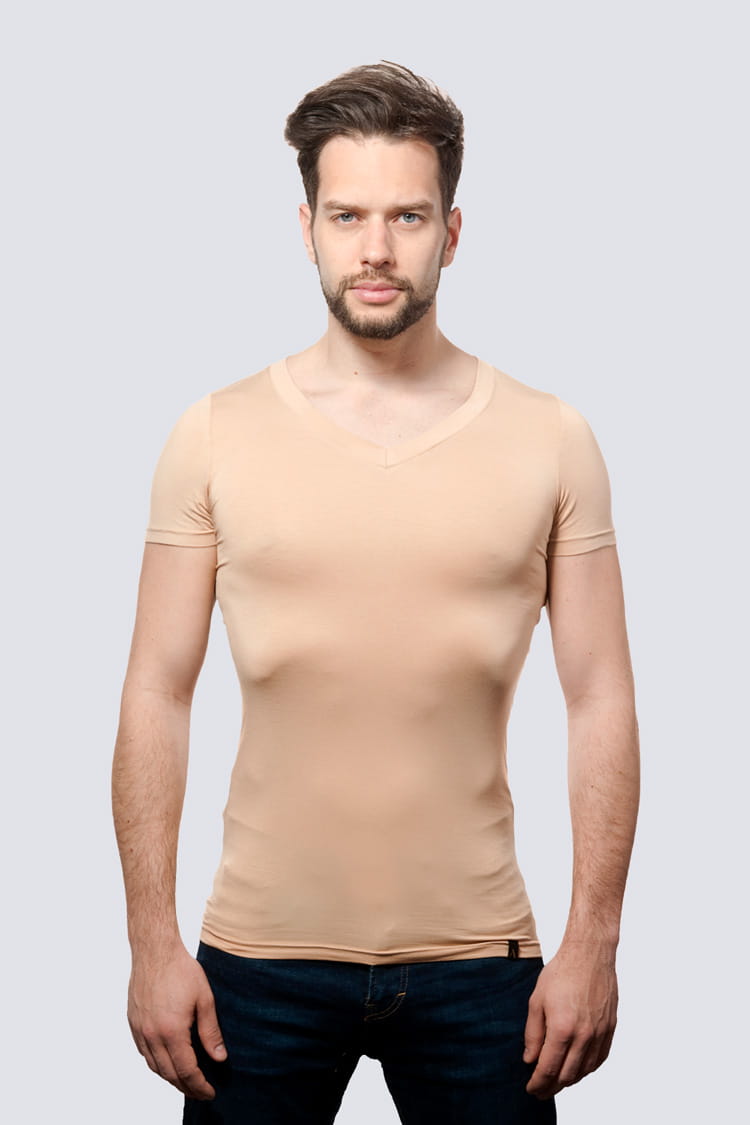 T-shirt Mr Invisible V-neck Nude