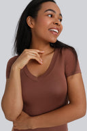 Body Miss Invisible Shortsleeve V-neck Chocolate