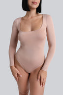 Miss Invisible Longsleeve U-neck Body in Cappuccino