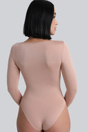 Miss Invisible Longsleeve U-neck Body in Cappuccino