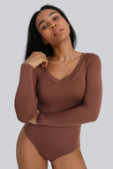 Body Miss Invisible Longsleeve V-neck Chocolate