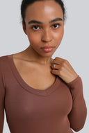 Body Miss Invisible Longsleeve V-neck Chocolate
