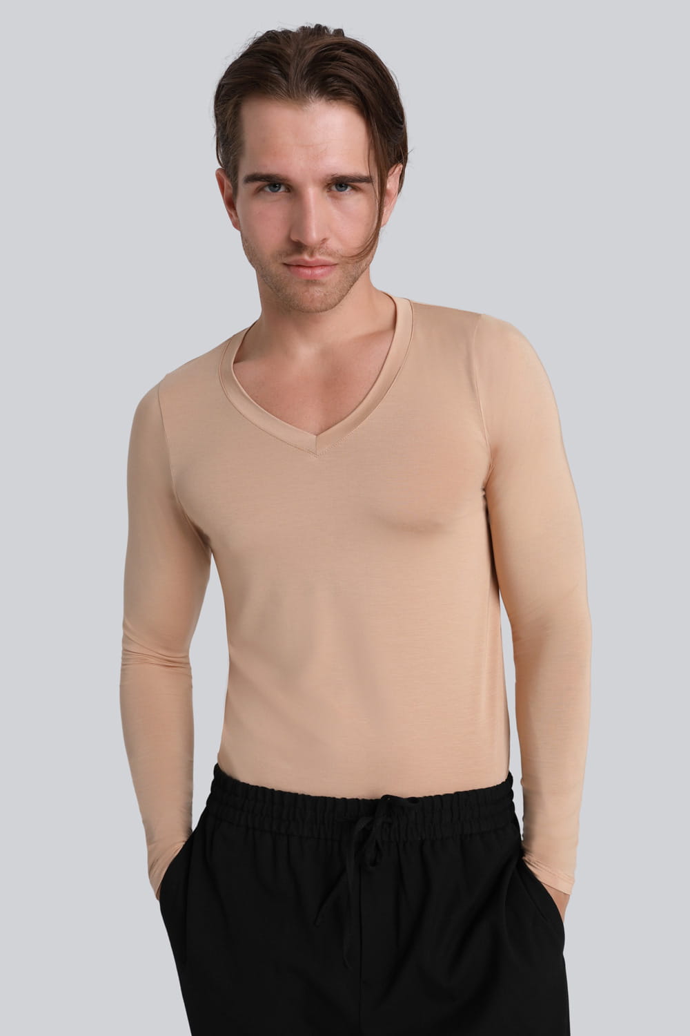Longsleeve Mr Invisible V-neck Nude