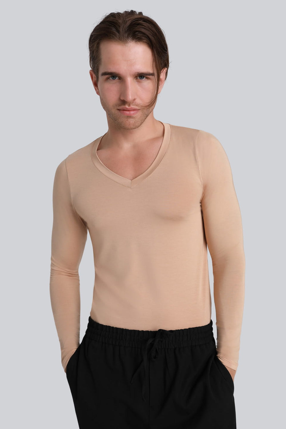 Longsleeve Mr Invisible V-neck Nude