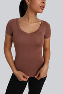 T-shirt Miss invisible V-neck Chocolate