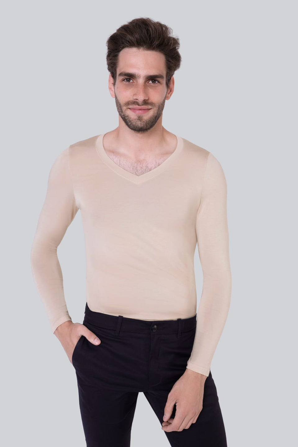 Longsleeve Mr Invisible V-neck Sand