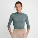 Miss Sculptural Olive 3/4-Sleeve Top