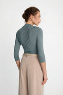 Miss Sculptural Olive 3/4-Sleeve Top