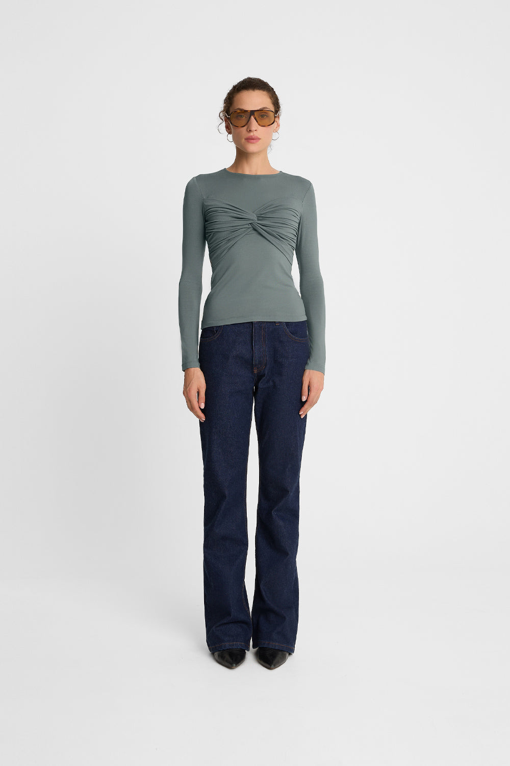 Miss Draped Longsleeve in Olive