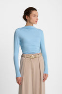 Miss Sculptural Longsleeve in Light Blue