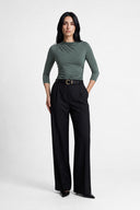 Miss Sculptural Olive 3/4-Sleeve Top