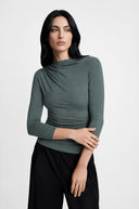 Miss Sculptural Olive 3/4-Sleeve Top