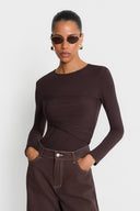 Miss Walles Chocolate Long-sleeved Top