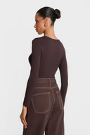 Miss Walles Chocolate Long-sleeved Top