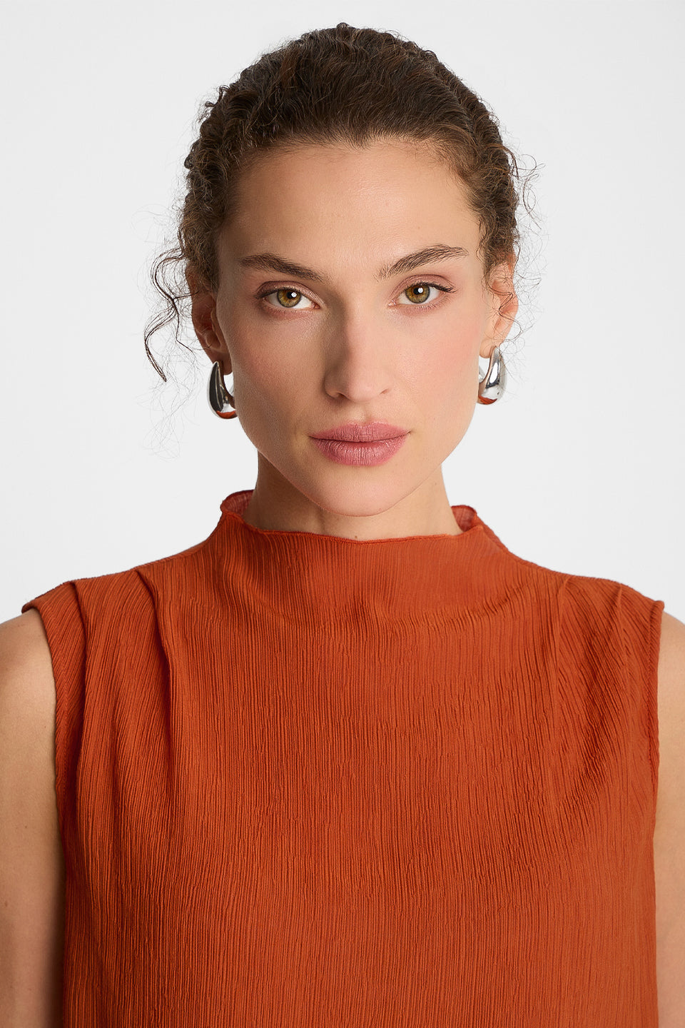 Top Miss Pleated Orange
