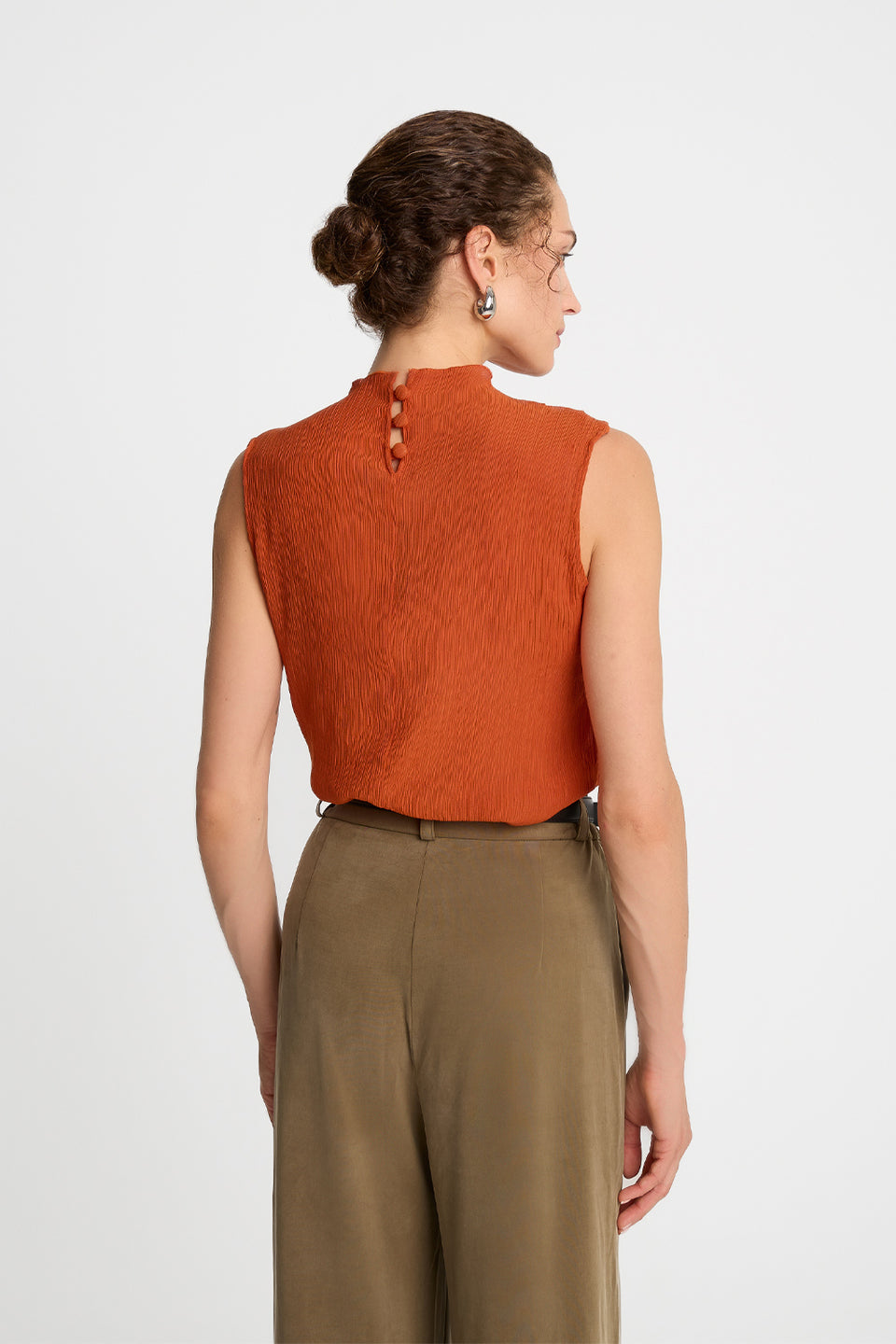 Top Miss Pleated Orange
